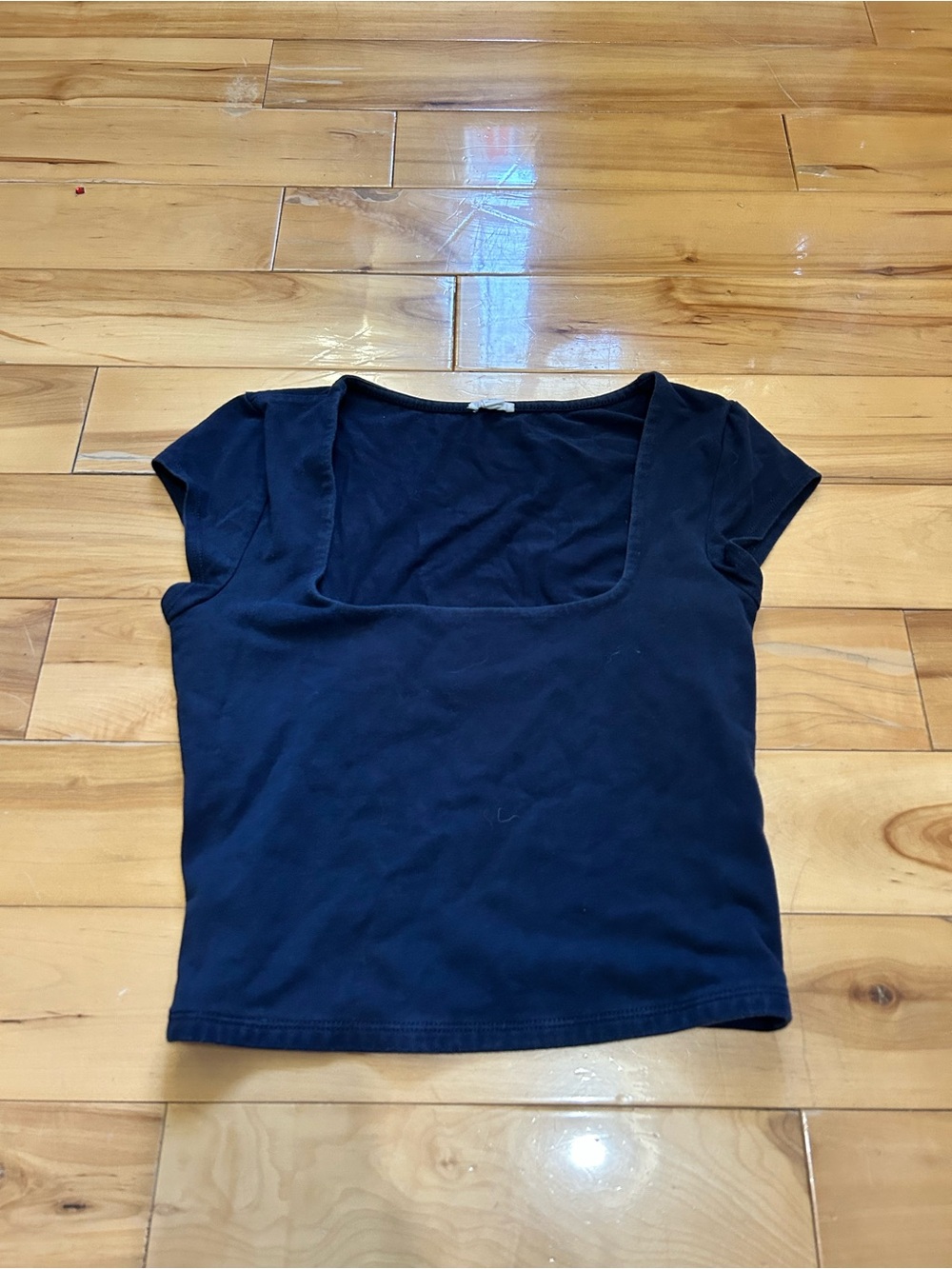 Garage Navy Square-Neck Short Sleeve Tee